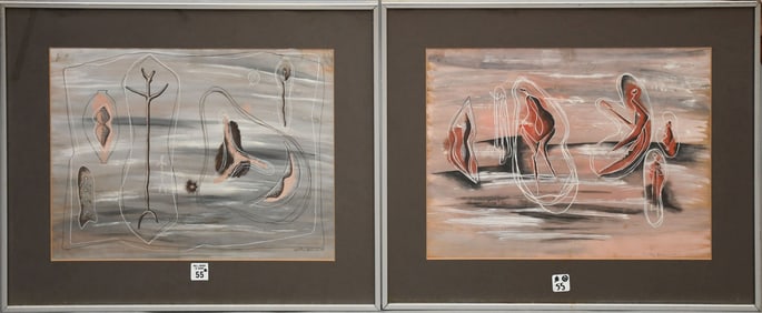 Dorothy Dehner (American, 1901-1994) two watercolors and gouache on paper Surrealist Drawings,