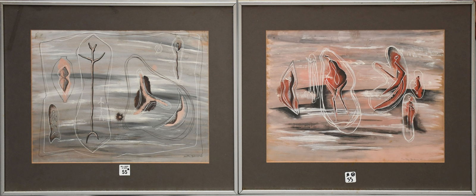 Dorothy Dehner (American, 1901-1994) two watercolors and gouache on paper Surrealist Drawings, (1 of 9)