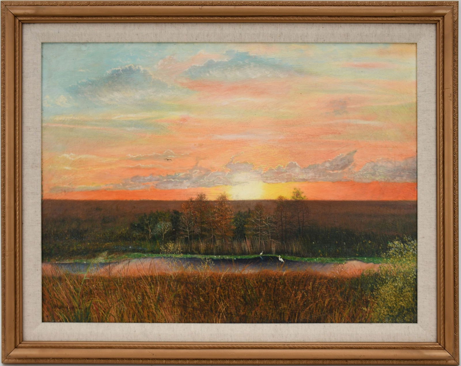 Michael Hodowal (American, born 1959). An original oil painting on Canvas. "Everglades Sunset" a (1 of 5)