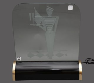 Limited Edition Etched Glass Illuminated Plaque on Stand by ROBIN MORRIS (American b. 1953), Room