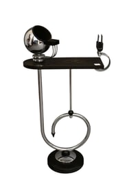 Mid Century Chrome & Black Metal Smoking Stand, 31"h x 15"w