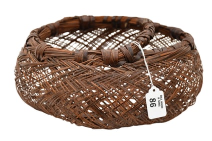 JOUKOSAI or TOUKOSAI, Late 19th Century, Japanese Bamboo basket, Low open work basket with