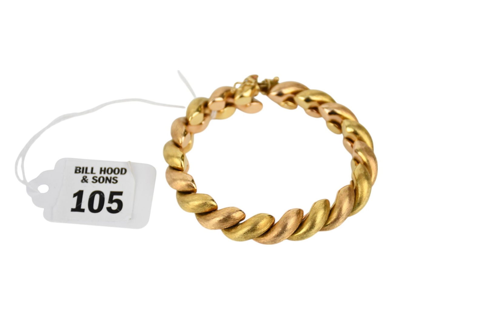 18K Yellow Gold San Marco Macaroni Link Bracelet. 7.5" wt. 53.3 grams (1 of 6)