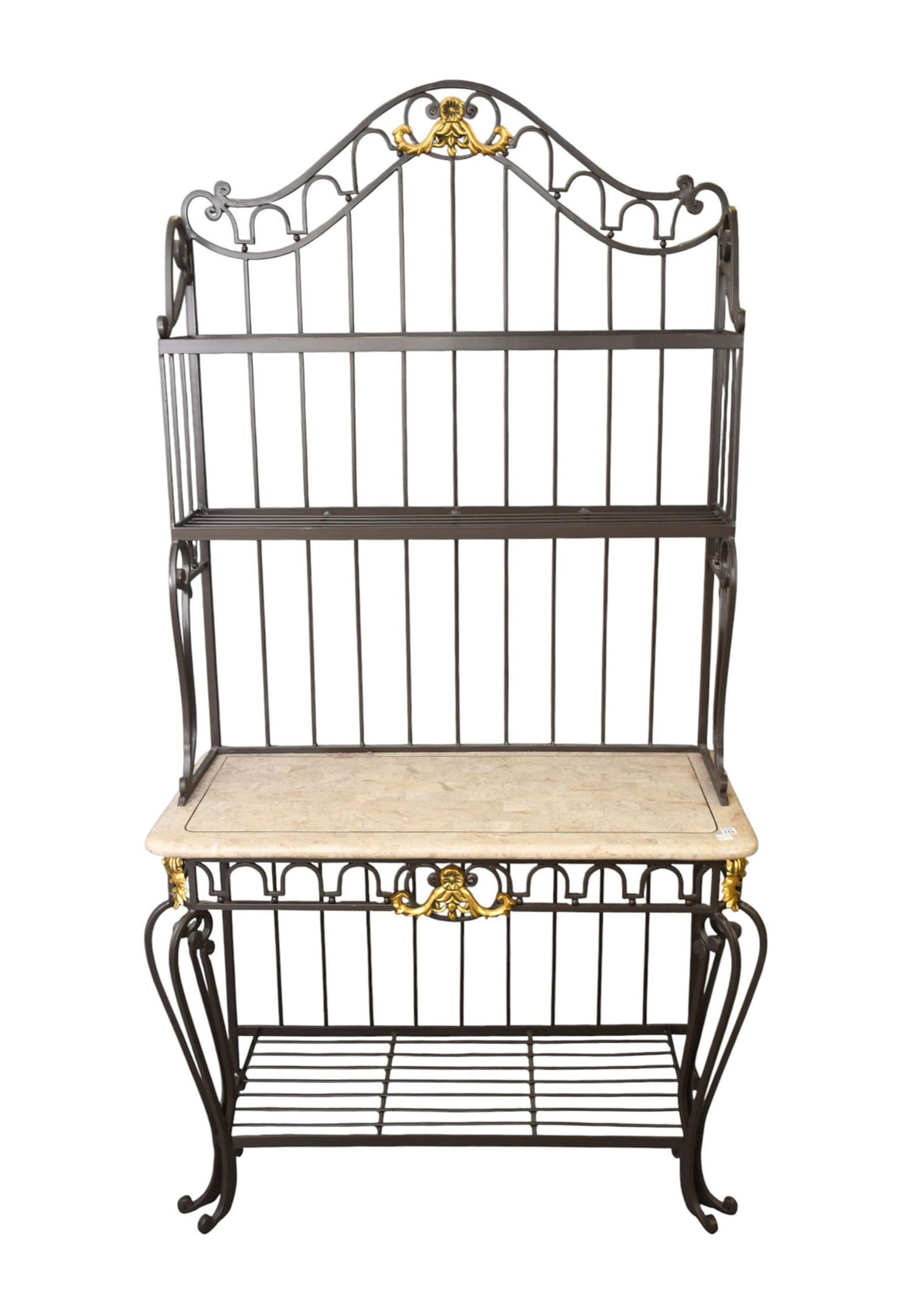 French Style Iron Brass Bakers Rack, 81"h x 42"d x (1 of 7)