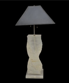 Mid-century Lucite Stacking Table Lamp, signed illegibly possibly Springer, 1 chip on base, 2