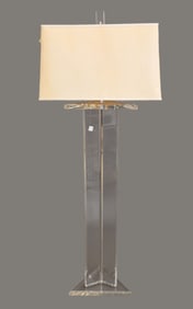 Mid-century Triangular Lucite Floor lamp, shade with damage,