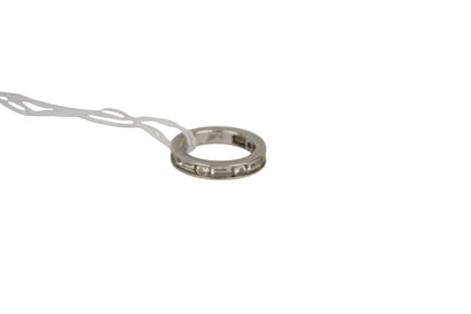 Ladies Platinum Diamond Band. Size 5.25 Wt 6.9 grams alternating baguette and round diamonds SI1