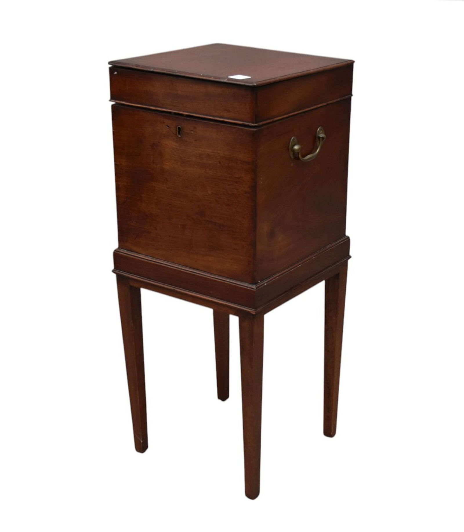 George lll Mahogany Cellaret, English ca. 1810.  The molded square hinged top opening to a lead (1 of 5)