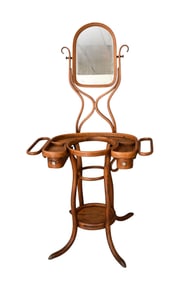 Original Thornet Bentwood Shaving Stand with Swing Mirror, 59"h x 32"w x