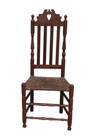 Rare William and Mary Painted Bannister Back Side Chair. American, New England, Early 18th Century.