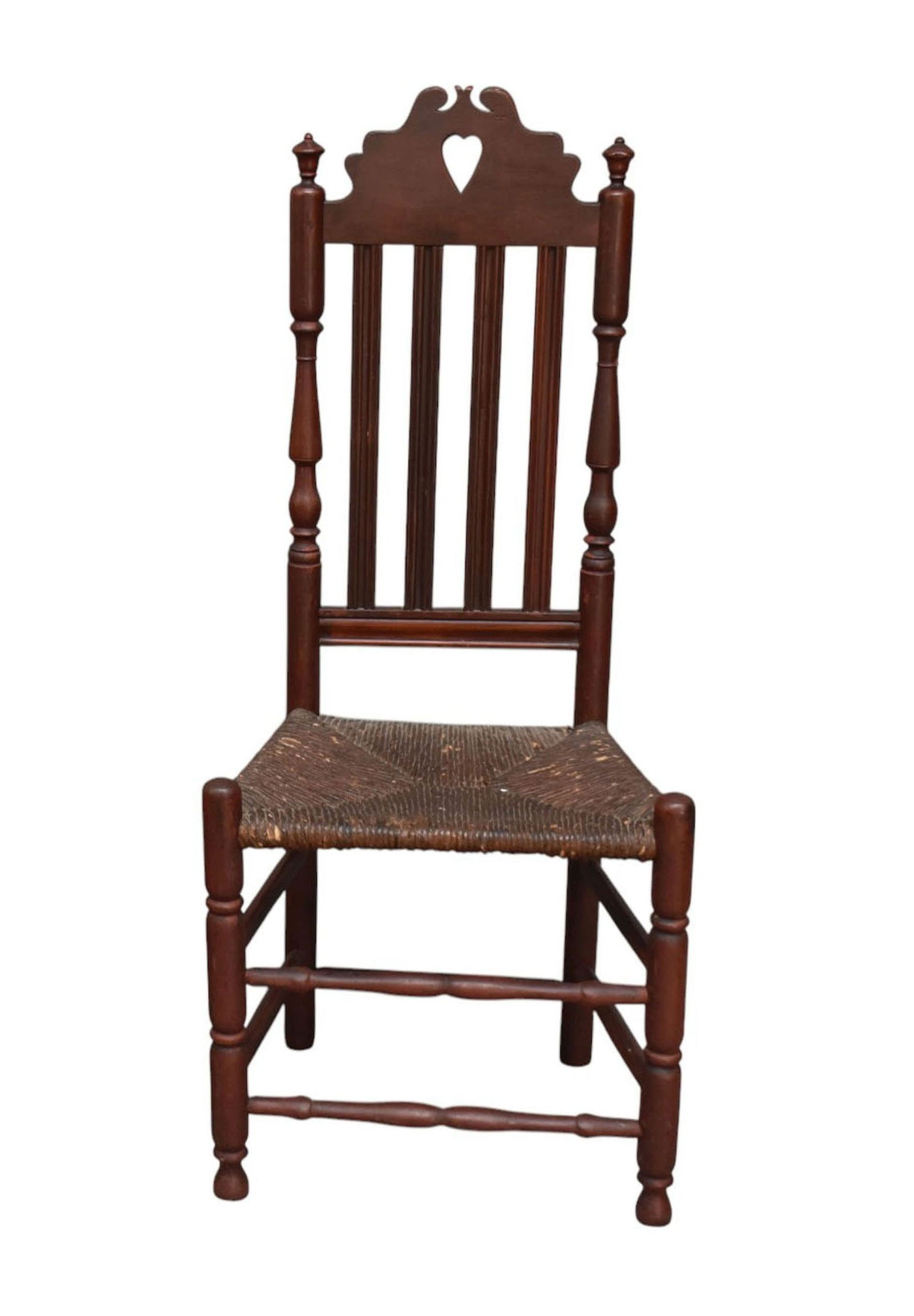 Rare William and Mary Painted Bannister Back Side Chair. American, New England, Early 18th Century. (1 of 4)