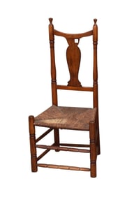 Superb Queen Anne Maple Side Chair. American, Connecticut, Early 18th Century. The shaped cresting