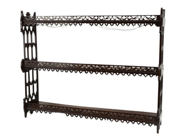 Victorian Hanging Shelf with Fretwork, 22"h x 29"w x