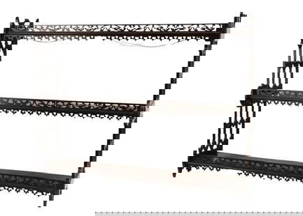 Victorian Hanging Shelf with Fretwork, 22"h x 29"w x: Victorian Hanging Shelf with Fretwork, 22"h x 29"w x 6"d ***If this item is not picked up by the Friday following the auction, it will be moved to offsite storage and pickup will be by appointment onl
