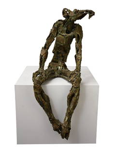 Solomon Saprid (Filipino, 1917-2003) Brutalist Metal Sculpture. Mythological Figure with Horse-type: Solomon Saprid (Filipino, 1917-2003) Brutalist Metal Sculpture. Mythological Figure with Horse-type head, reminiscent of the artist tikbalang sculptures. Signed and dated '75, on side and back of Scul