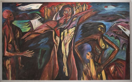 Jaime de Guzman (FILIPINO, 1942) Extremely Large Oil on Canvas titled: 15th Station of the