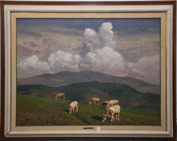 Alberto Zardo (ITALIAN, 1876–1959) Large oil on canvas, Pastoral Landscape. Signed lower left,