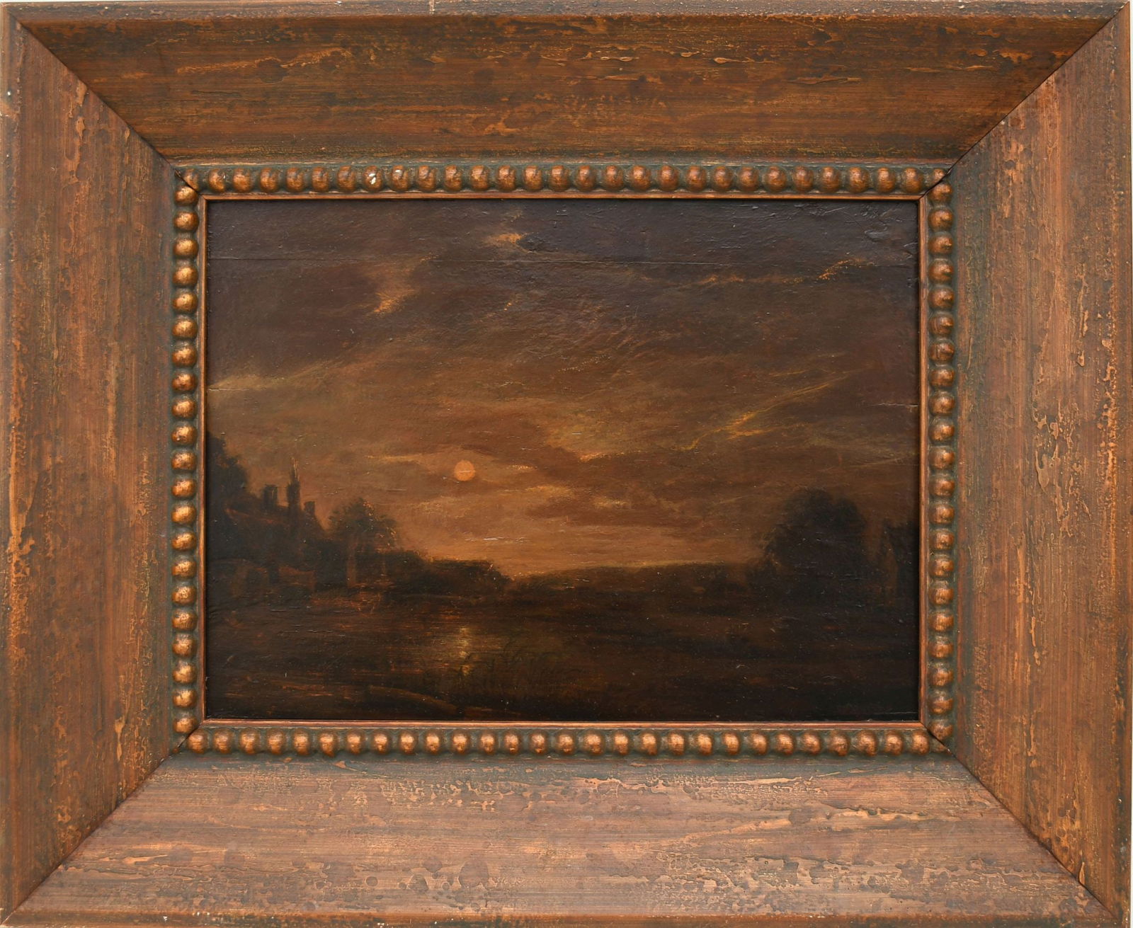 Albert Pinkham Ryder (American, 1847-1917) oil on cradled back panel, Moonlight Landscape, 11-3/4 x: Albert Pinkham Ryder (American, 1847-1917) oil on cradled back panel, Moonlight Landscape, 11-3/4 x 16-1/4 inches. overall framed size is 19-1/4 x 23-1/2 inches.