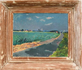 Nicolai S. (Nicola) Cikovsky (NY/Rus 1894 Belorussia - 1984 US) Oil on Board, Long Island Farm, 16 x