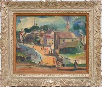 Jon Corbino (American, 1905-1964) Oil on canvas, Rockport Beach Scene, painting 16 x 20 in. overall