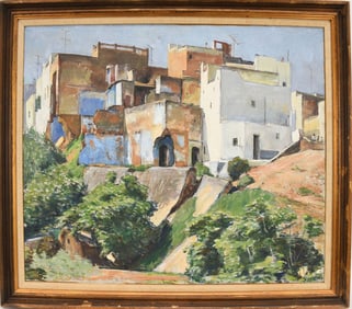 Maurice Grosser (American/New York, 1903-1986) Oil on canvas, Moroccan Village "House with