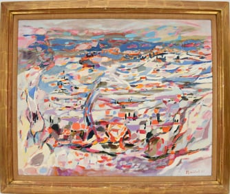 Claude Maréchal (France 1925 - 2009 ) Oil on Canvas, Landscape -Au dessus du var - 63. canvas 26 x