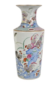 Chinese Famille Rose Vase, 19th Century, In the style of an 18th century example, Ornamented with