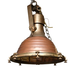 Bronze Nautical Spotlight Converted to Hanging Light, 25"h x 18"w