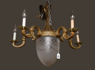 Bronze 5 Branch Chandelier, 25"h x 26"w