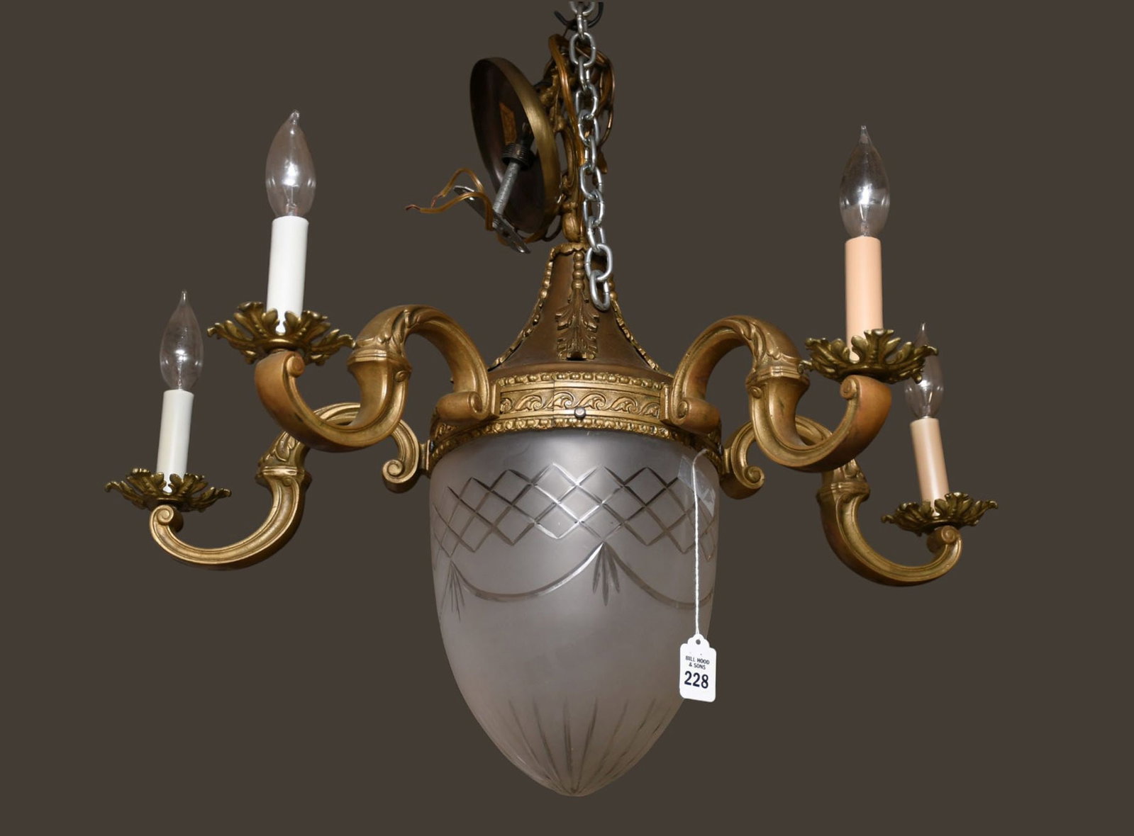 Bronze 5 Branch Chandelier, 25"h x 26"w: Bronze 5 Branch Chandelier, 25"h x 26"w