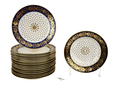 Collection of 19th C. Sèvres 'Capraire' Cobalt Rim Plates, Napoleon III, Louis-Philippe - C.