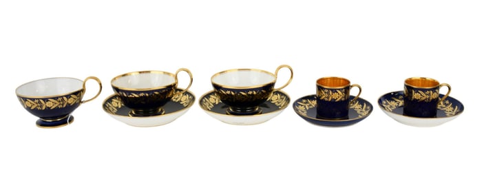 Sèvres Cobalt 'Capraire' Part Tea Service, Napoleon III & Louis-Philippe - French. C.1837-1863.