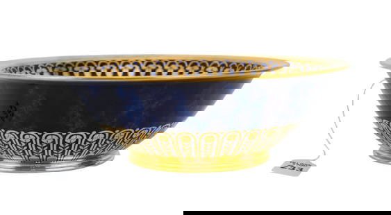 Louis XVIII Manufacture de Sèvres Cobalt Bowl, C. 1814-1824 - French. A large Sèvres porcelain: Louis XVIII Manufacture de Sèvres Cobalt Bowl, C. 1814-1824 - French. A large Sèvres porcelain bowl. Cobalt blue ground with gold frieze at interior rim and gold floral lappets at exterior base. Mar