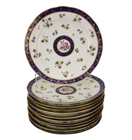 Collection of 11 Sèvres Revolutionary Period Porcelain Plates - French. C. 1792-1804. A collection