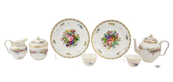 Sèvres Napoleon III Partial Tea Set, C. 1863-1872 - French. A collection of Sèvres porcelain tea