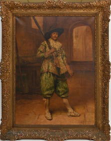 Alex de Andreis (Belgian, 1871-1939) Oil on Canvas- THE KINGS MUSKETEER, canvas size 29 1/2 x 21 1/2