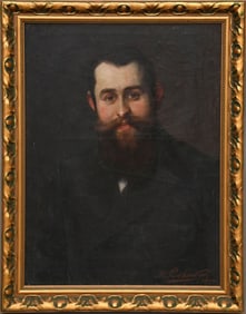 RICHARDS- Oil on canvas, portrait of a Man, 25 3/4 x 19-3/4 inches. overall framed size 29 1/2 x 24