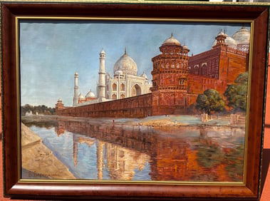 Russian painting Att to V. Vereschagin, oil on canvas, Taj Mahal Painting, canvas size 26 x 37-1/2