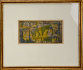 Richard Carlyon (American 1930 - 2006) Etching, Moon Animal. 10 x 12-1/2 inches. Overall framed size