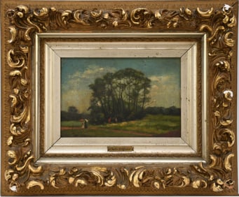 Charles J. Bridgman (NY 1841 - 1895) Oil on canvas, Landscape small tree. Signed lower left, in