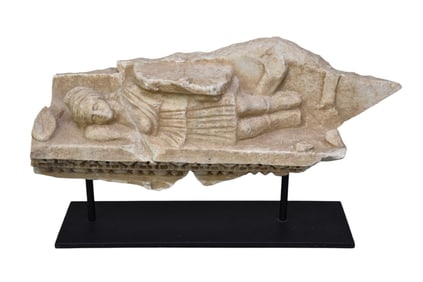 Ancient Greek Marble Sculptural Frieze of An Amazonian - Greek, ca. 5th-2nd century BCE, Classical