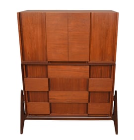 Jorgen Clausen Danish Teak Chest on Chest, 47 wide x 19 deep x 57 tall- Inches.