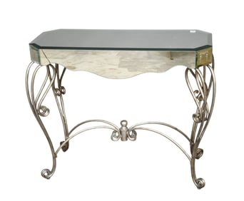 Mirrored & Silver Metal Decorative Console, 30 1/2"h x 38"w x 18"d