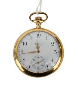 14K Yellow Gold Elgin Pocket Watch. Serial # 16112371 working 46mm wt. 51 grams