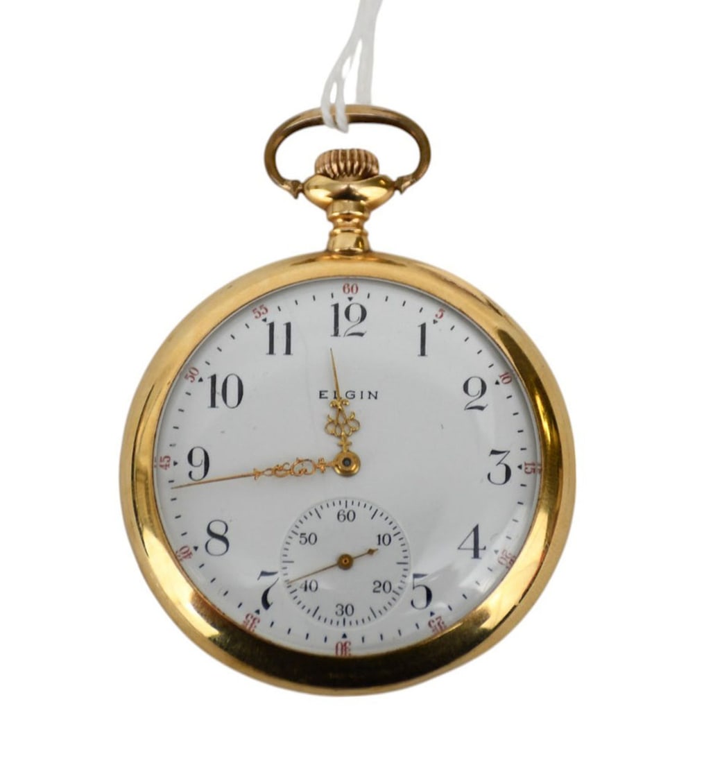 14K Yellow Gold Elgin Pocket Watch. Serial # 16112371 working 46mm wt. 51 grams: 14K Yellow Gold Elgin Pocket Watch. Serial # 16112371 working 46mm wt. 51 grams