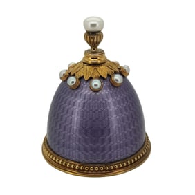 Antique Vintage Imperial Faberge Style Gilded Silver Enamel Pearl Perfume Bottle. Total Weight :