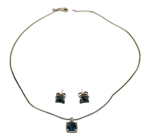 David Yurman Chatelaine® Pavé Bezel Pendant Necklace & Earrings. Necklace 18" Pendant .5" and