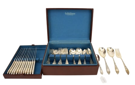 Sterling Silver SCHOFIELD LADY CLAIRE Flatware. 64 pieces wt. 80ozts. 12 Knifes 8.75", 12 Salad