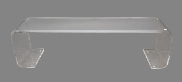 Lucite Coffee Table with Beveled Edges, 16"h x 55"w x