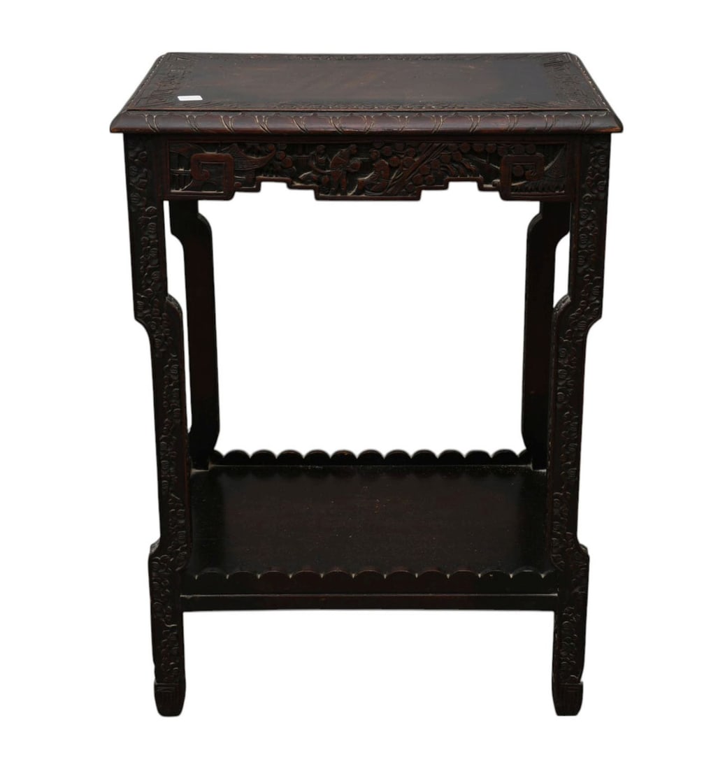 Oriental Heavily 2 Tiered Occasional Table, 30"h x 22"w x 16"d (1 of 4)